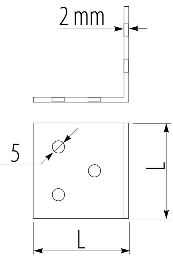 Метален ъгъл 25 х 25 x 24 мм