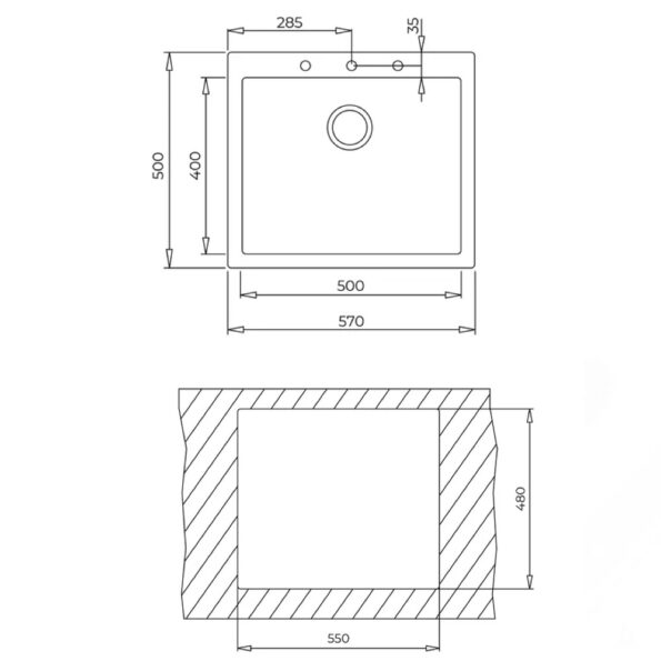 Кухненска гранитна мивка TEKA ForSquare 50x40
