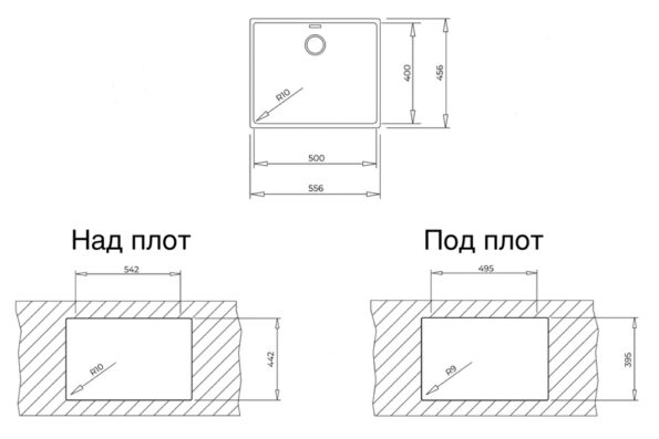Кухненска гранитна мивка TEKA RADEA 50x40 под плотова