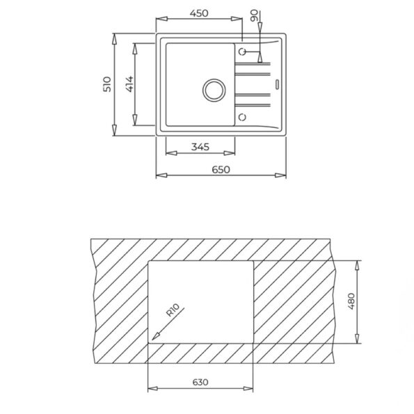 Кухненска гранитна мивка TEKA Stone 45-S 65x51