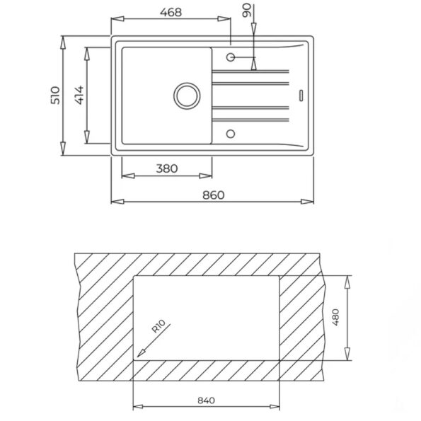 Кухненска гранитна мивка TEKA Stone 50-B 86x51