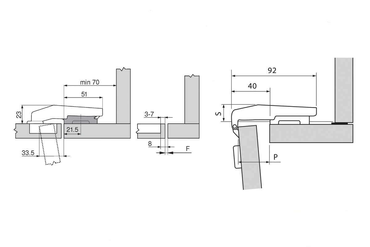 Панта BLUM Clip Top +95˚ Ø35 врата в една равнина Панта BLUM Clip Top +95˚ Ø35 врата в една равнина