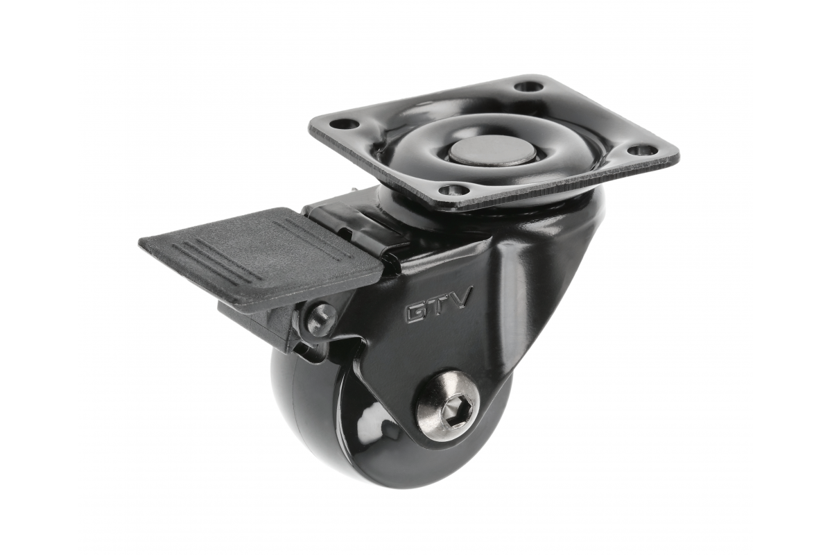 Колело с лагер черно GTV Ø35 H=50 мм със спирачка Колело с лагер черно GTV Ø35 H=50 мм със спирачка