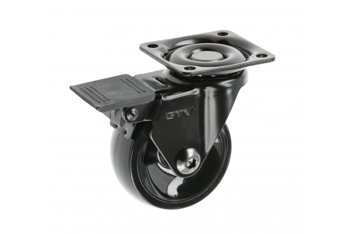 Колело с лагер черно GTV Ø50 H=65 мм със спирачка Колело с лагер черно GTV Ø50 H=65 мм със спирачка