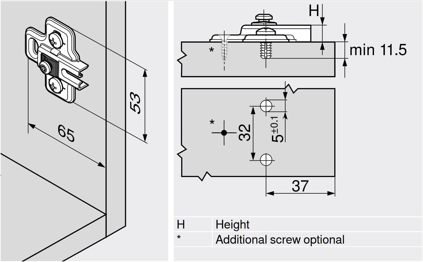 Панта Blum Modul 95˚ за вграден хладилник Ø35 покрит кант Панта Blum Modul 95˚ за вграден хладилник Ø35 покрит кант