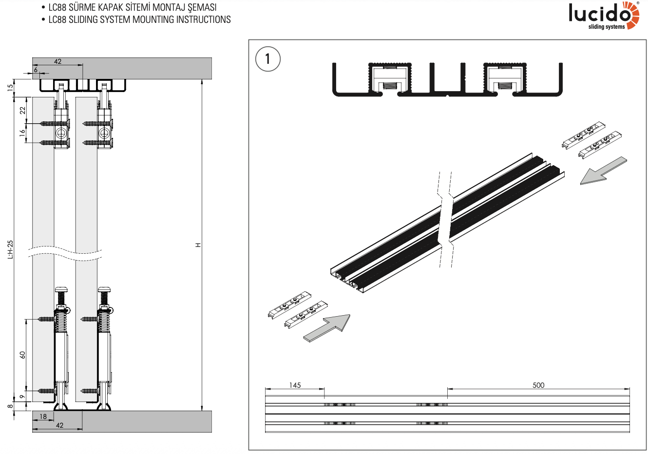 Механизъм LC-88 до 50 кг врата - двупосочно плавно Механизъм LC-88 до 50 кг врата - двупосочно плавно