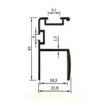 Кант дръжка с гума и четка за гардероб 18 мм