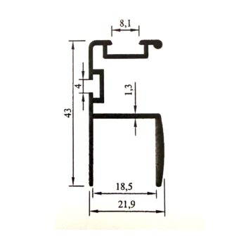 Кант дръжка с гума и четка за гардероб 18 мм